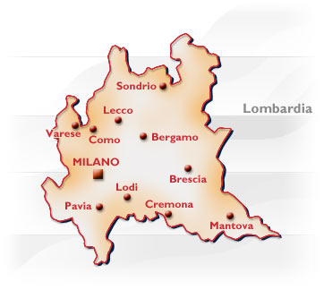 Immagine geografica della regione con evidenza delle province